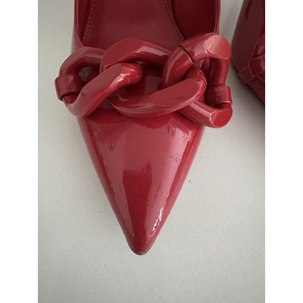 MICHAEL KORS Scarlett Chain Link Leather Pump red Size 6 - Picture 5 of 16